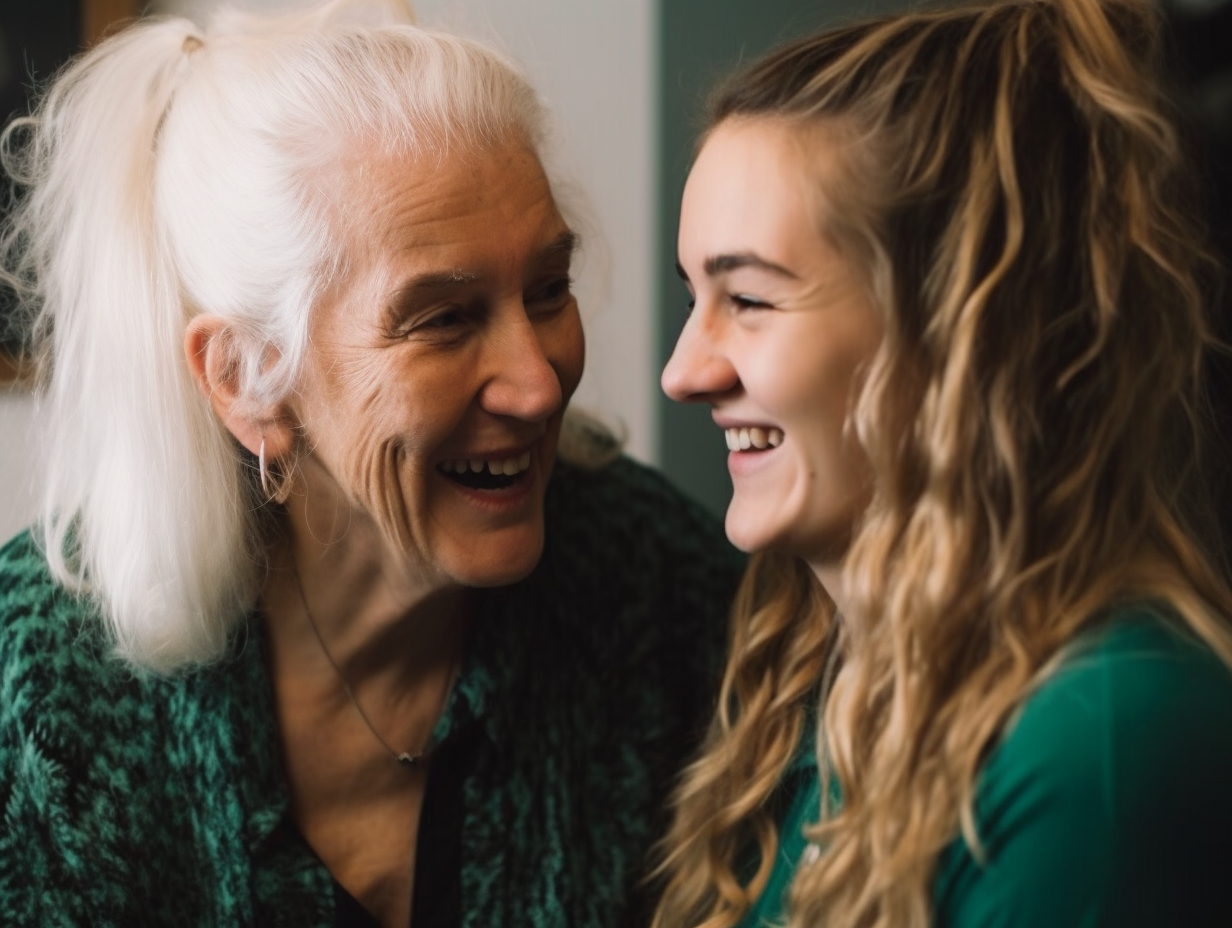 happy senior and caregiver Avon IN Home Health Care